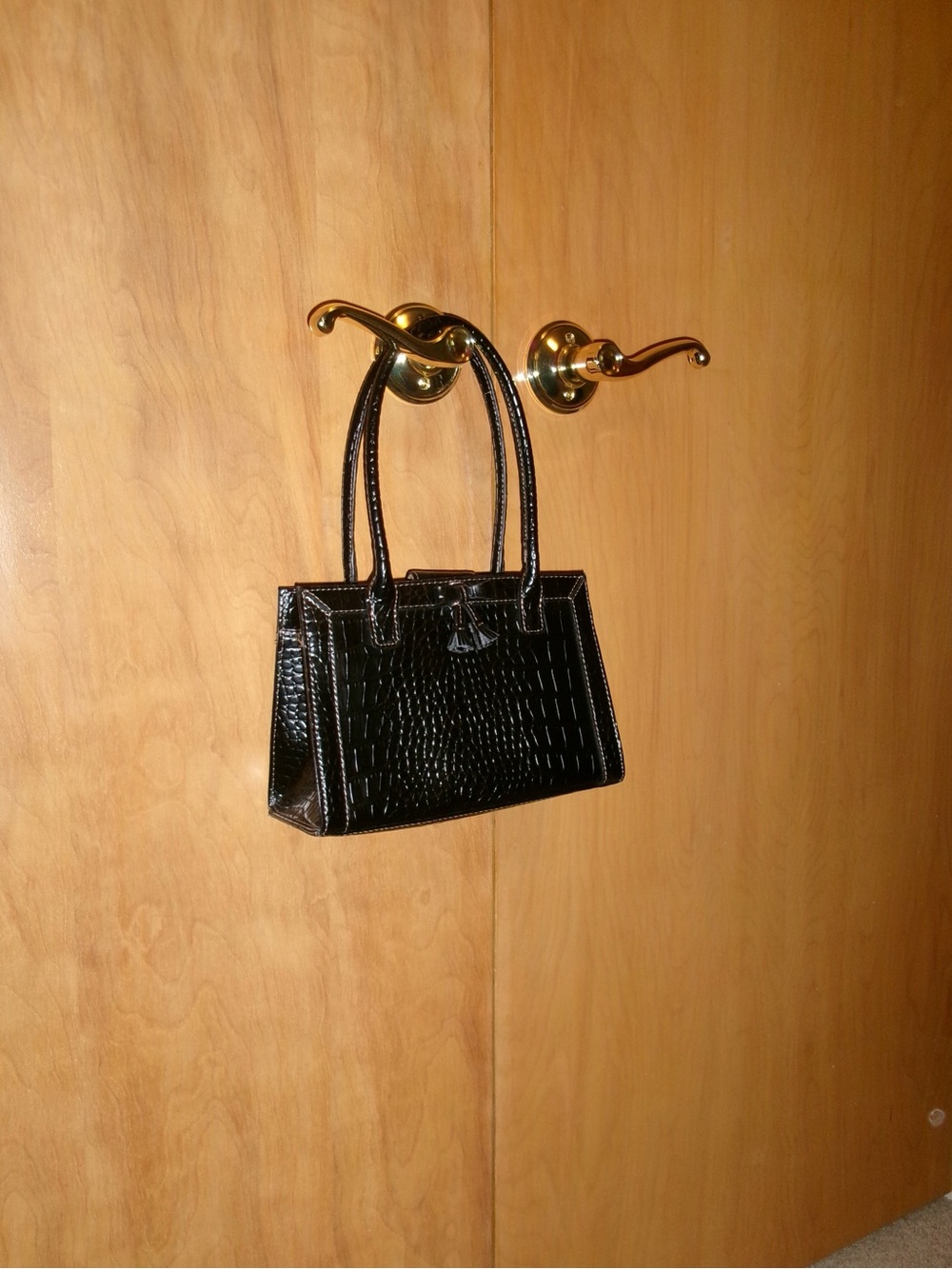 Liz Claiborne Black Croc-Embossed Satchel